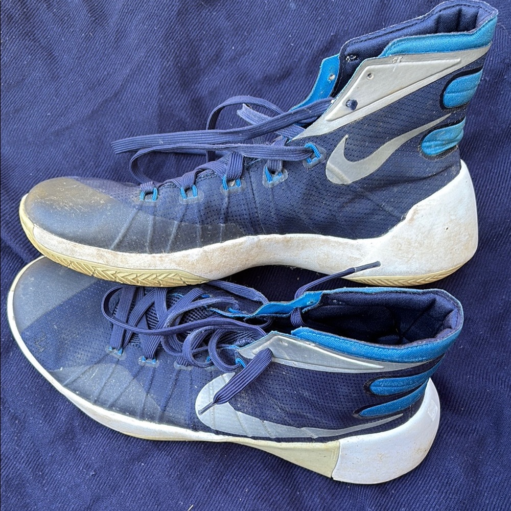 Nike Blue and White Men's High-Top Sneakers